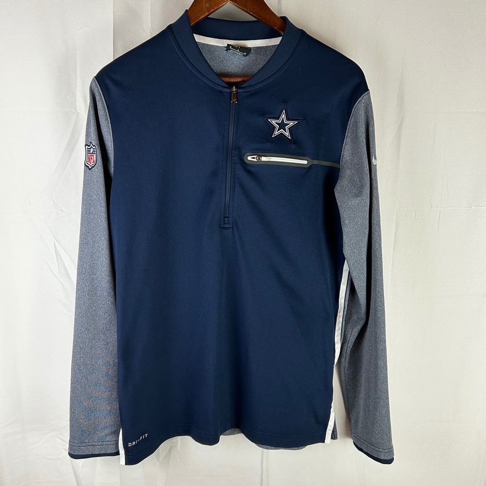 Nike Dallas Cowboys Pullover Mens M Navy Blue Dri-FIT Quarter Zip 837307-419‎